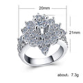 Luxury Floral Four Prong Cubic Zirconia Ring For Women, Sparkling Fashion Finger Jewelry view 5