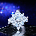Luxury Floral Four Prong Cubic Zirconia Ring For Women, Sparkling Fashion Finger Jewelry view 4