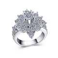 Luxury Floral Four Prong Cubic Zirconia Ring For Women, Sparkling Fashion Finger Jewelry view 1