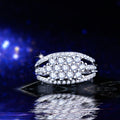 Trendy Platinum Color Three Row Round Zircon Ring For Women Fashion Jewelry view 3