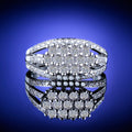 Trendy Platinum Color Three Row Round Zircon Ring For Women Fashion Jewelry view 2