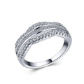 European Wave Mesh Micro Pave Ring Couple Christmas Wavy Pattern Personality Jewelry view 1