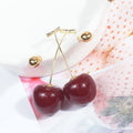 Sweet Cherry Fruit Acrylic Alloy Long Drop Stud Earrings For Women Korean Japanese Cute Fashion Earrings view 3