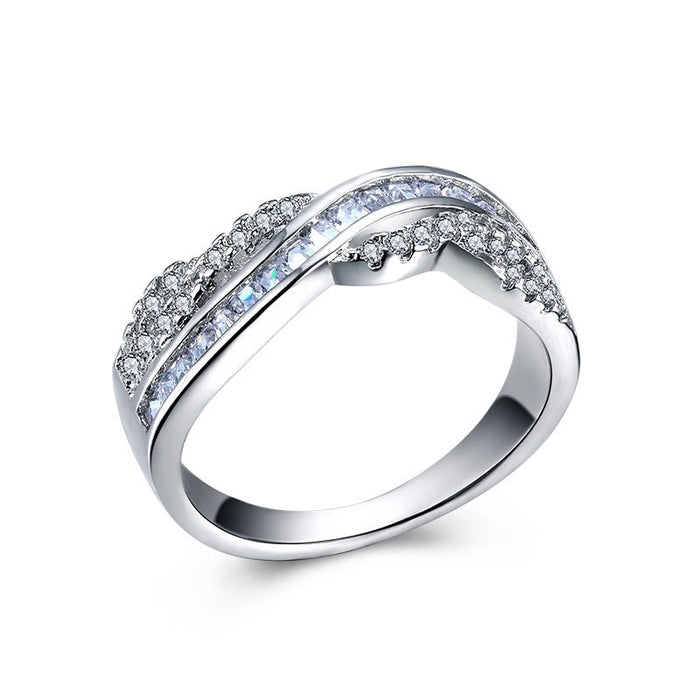 Simple Fresh Style Pave Zircon Ring For Women, Creative Fashion Temperament Finger Jewelry