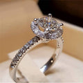 Classic Four Prong Rhinestone Ring Fashion Jewelry Accessory For Women's Party Wear view 1