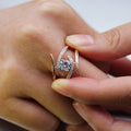 Copper Rose Gold Plated Two Tone Ring For Women, Fashion Split Color Finger Jewelry view 2