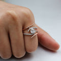 Copper Rose Gold Plated Two Tone Ring For Women, Fashion Split Color Finger Jewelry view 4