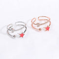 Korean Colorfast Cute Star Moon Ring Sweet Double Layer Micro Pave Zircon Adjustable Open Ring view 1