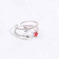 Korean Colorfast Cute Star Moon Ring Sweet Double Layer Micro Pave Zircon Adjustable Open Ring view 4