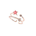 Korean Colorfast Cute Star Moon Ring Sweet Double Layer Micro Pave Zircon Adjustable Open Ring view 5