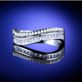 European Style Double Row Pave Zircon Ring For Women, Simple Diamond Accent Finger Jewelry view 2
