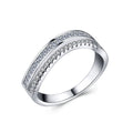 European Style Double Row Pave Zircon Ring For Women, Simple Diamond Accent Finger Jewelry view 1