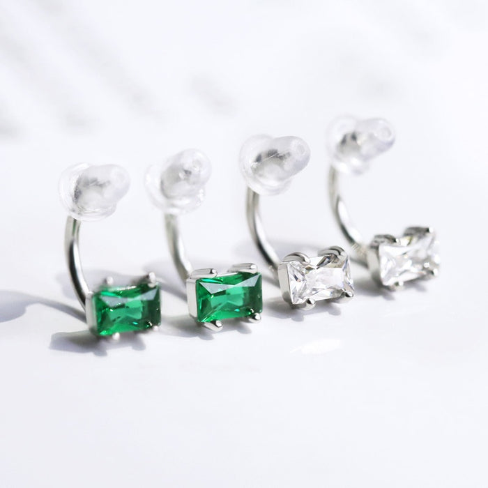 Simple Geometric Square Zircon Stud Earrings For Women, Korean Style Ear Cuff Jewelry