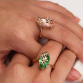 Creative Dragonfly And Olive Green Stone Ring, European American Fashion Women's Finger Jewelry view 4