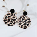 Fashion Leopard Print Geometric Round Acrylic Drop Stud Earrings For Women Statement Earrings view 3