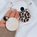 Fashion Leopard Print Geometric Round Acrylic Drop Stud Earrings For Women Statement Earrings view 4