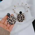 Fashion Leopard Print Geometric Round Acrylic Drop Stud Earrings For Women Statement Earrings view 2