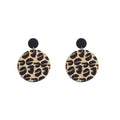 Fashion Leopard Print Geometric Round Acrylic Drop Stud Earrings For Women Statement Earrings view 5