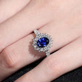 European American Fashion Engagement Ring High End Oval Blue Cubic Zirconia Diamond Ring view 1