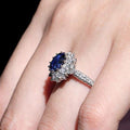 European American Fashion Engagement Ring High End Oval Blue Cubic Zirconia Diamond Ring view 2