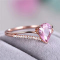 Sparkling Pink Teardrop Zircon V Shape Heart Ring For Women Creative Engagement Finger Jewelry view 3