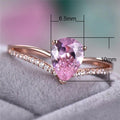 Sparkling Pink Teardrop Zircon V Shape Heart Ring For Women Creative Engagement Finger Jewelry view 5