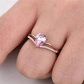 Sparkling Pink Teardrop Zircon V Shape Heart Ring For Women Creative Engagement Finger Jewelry view 4