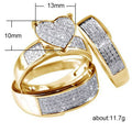 Gold Plated Rhinestone Heart Couple Ring Set, Fashion European And American Jewelry Accessory view 5