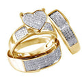Gold Plated Rhinestone Heart Couple Ring Set, Fashion European And American Jewelry Accessory view 1