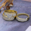 Gold Plated Rhinestone Heart Couple Ring Set, Fashion European And American Jewelry Accessory view 4