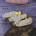 Gold Plated Rhinestone Heart Couple Ring Set, Fashion European And American Jewelry Accessory view 3