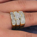 Gold Plated Rhinestone Heart Couple Ring Set, Fashion European And American Jewelry Accessory view 2