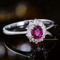 Vintage Red Cubic Zirconia Flower Shape Women's Ring, Creative Fashion Hand Jewelry Accessory view 5