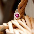 Vintage Red Cubic Zirconia Flower Shape Women's Ring, Creative Fashion Hand Jewelry Accessory view 3