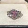 Pink Crystal Teardrop Pear Shape Three Layer Womens Ring Creative European Engagement Band view 2