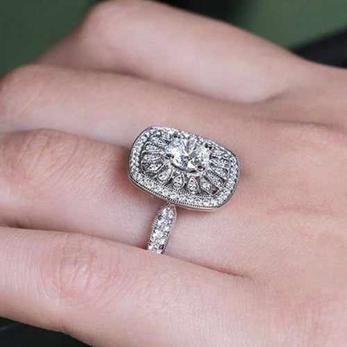 Creative Hollow Floral Shape Ring Fashion Christmas Gift Hand Jewelry For Women