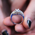 Creative Embossed Carved Pattern Ring With Rhinestone Inlay, European American Fashion Jewelry view 3