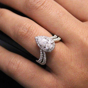 Luxury Teardrop Women Ring With Full Micro Pave Cubic Zirconia, Creative Statement Jewelry
