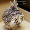 Classic Four Prong Hollow Women's Engagement Ring Set, Fashion Couple Matching Rings Jewelry view 5