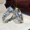 Classic Four Prong Hollow Women's Engagement Ring Set, Fashion Couple Matching Rings Jewelry view 2
