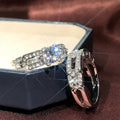 Classic Four Prong Hollow Women's Engagement Ring Set, Fashion Couple Matching Rings Jewelry view 4