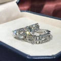 Classic Four Prong Hollow Women's Engagement Ring Set, Fashion Couple Matching Rings Jewelry view 3