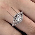 Exquisite Hollow Filigree Embossed Flower Ring With Micro Paved Zirconia, Fashion Women's Jewelry view 5
