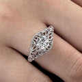 Exquisite Hollow Filigree Embossed Flower Ring With Micro Paved Zirconia, Fashion Women's Jewelry view 1
