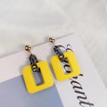Korean Geometric Square Acrylic Chain Stud Drop Earrings for Women Trendy Minimalist Alloy Earrings view 5