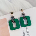 Korean Geometric Square Acrylic Chain Stud Drop Earrings for Women Trendy Minimalist Alloy Earrings view 3