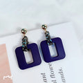 Korean Geometric Square Acrylic Chain Stud Drop Earrings for Women Trendy Minimalist Alloy Earrings view 2