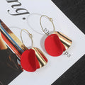 Korean Matte Enamel Disc Gold Alloy Hoop Drop Statement Earrings view 3