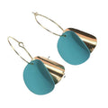 Korean Matte Enamel Disc Gold Alloy Hoop Drop Statement Earrings view 5