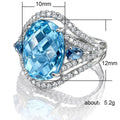 Elegant Aquamarine Blue Zircon Diamond Ring For Women, Anniversary Celebration Fashion Jewelry view 5